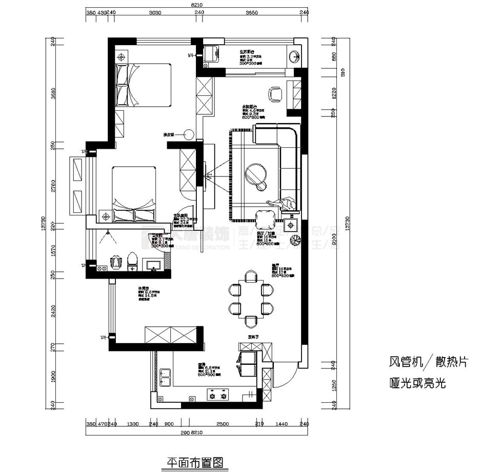 株洲大唐装饰财富湘江100㎡三室两厅中式风格装修案例
